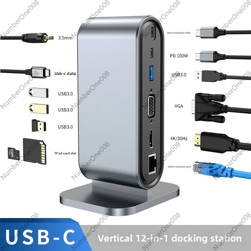 Usb C Docking Hub - 12-Port Vertical USB Docking Station, 4K