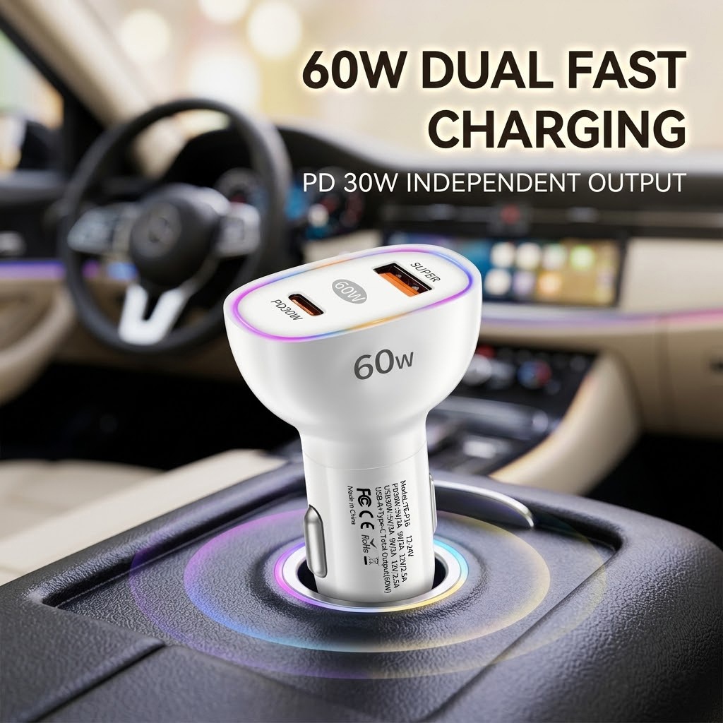 Dual Port 60W Car Charger USB  – Usb C Power Adapter Bewertung und Preis