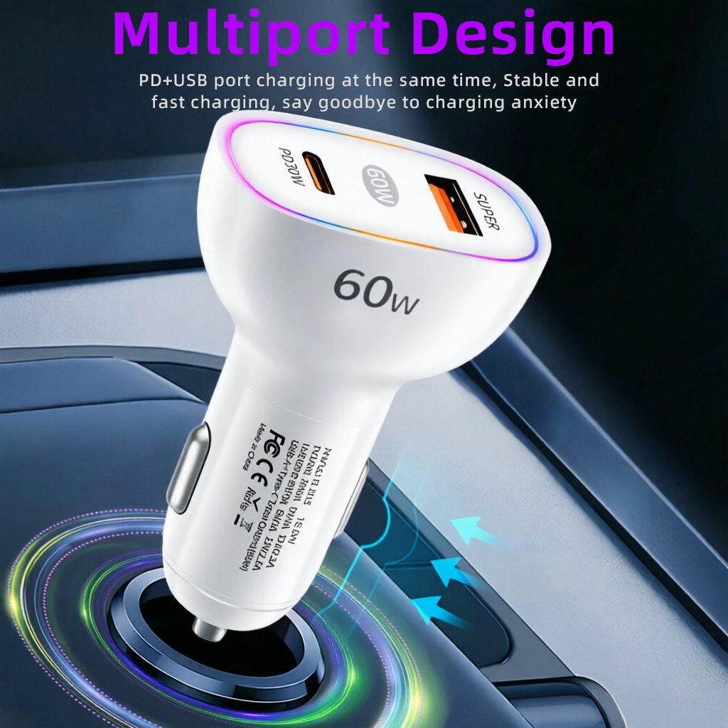 Dual Port 60W Car Charger USB  – Usb C Power Adapter Bewertung und Preis