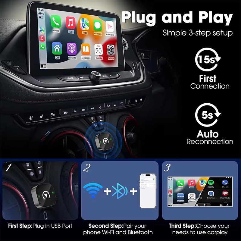 2-in-1 Wireless CarPlay Adapte – Usb C Power Adapter Bewertung und Preis