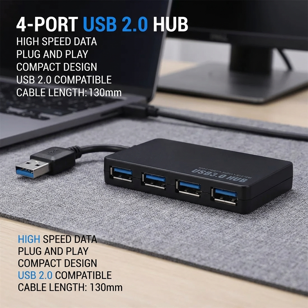 High-Speed USB 2.0 Hub 4-Port  – Laptop Accessories Hub Bewertung und Preis
