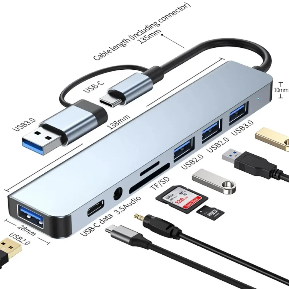 8 In 2 USB-C Hub With 3.0 SD/T – Laptop Accessories Hub Bewertung und Preis