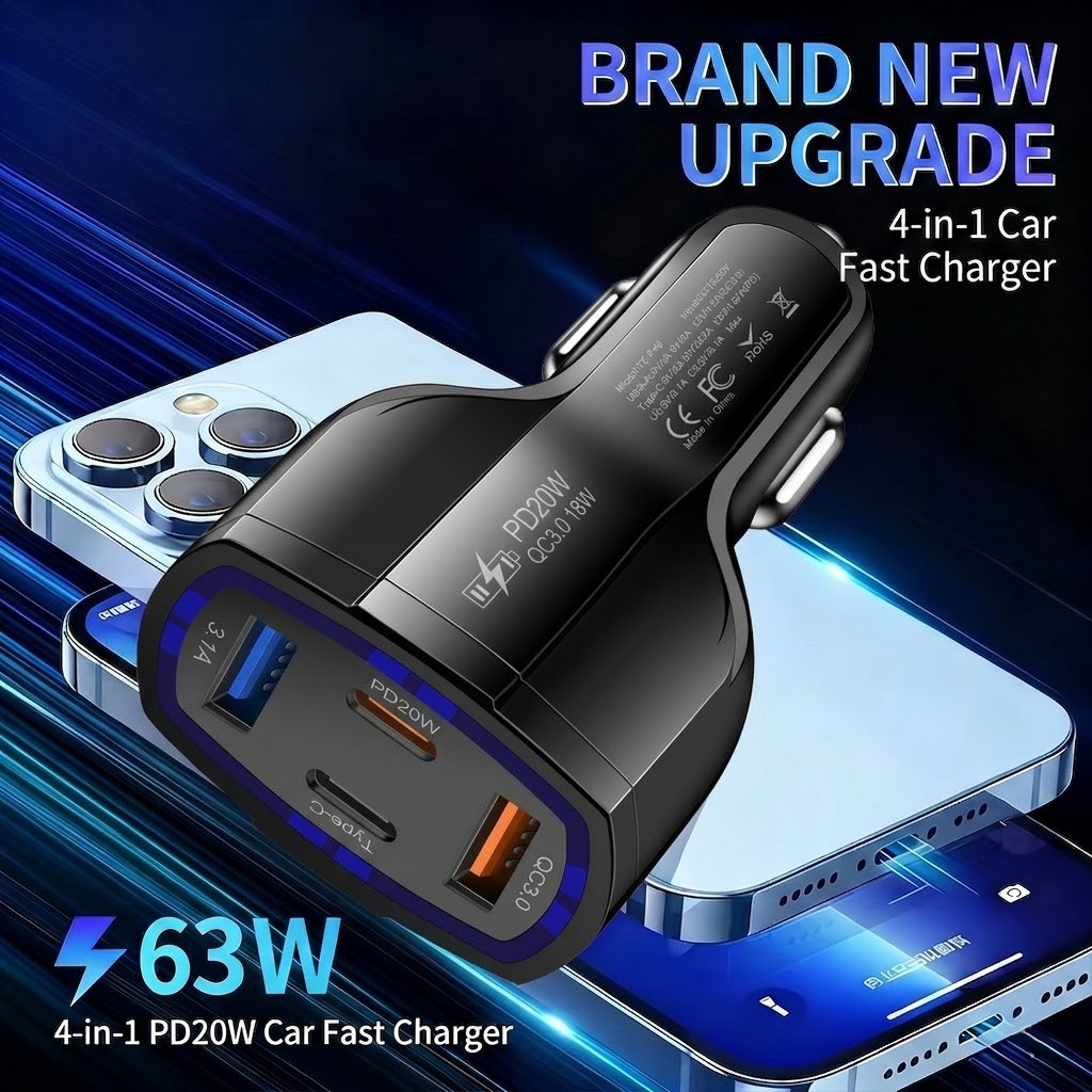 Multi Port 63W Car Charger Fas – Usb C Power Adapter Bewertung und Preis